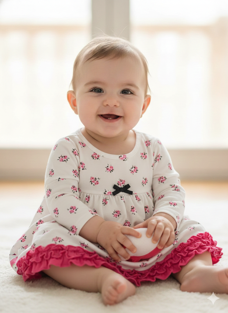 White with pink - Top -Sleeveless Frock
