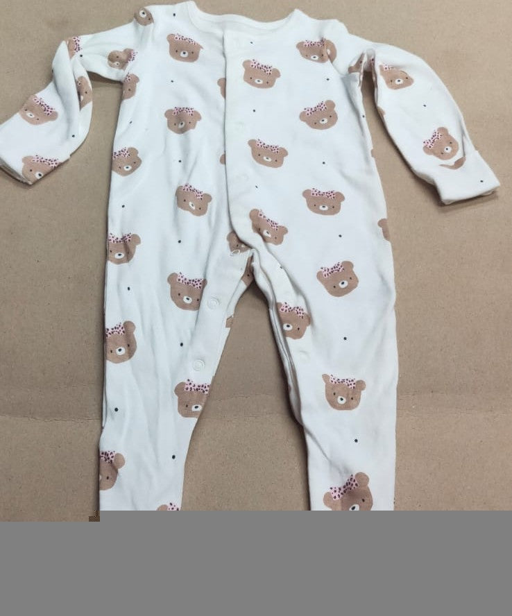 White & brown teddy -Baby High quality jumpsuit