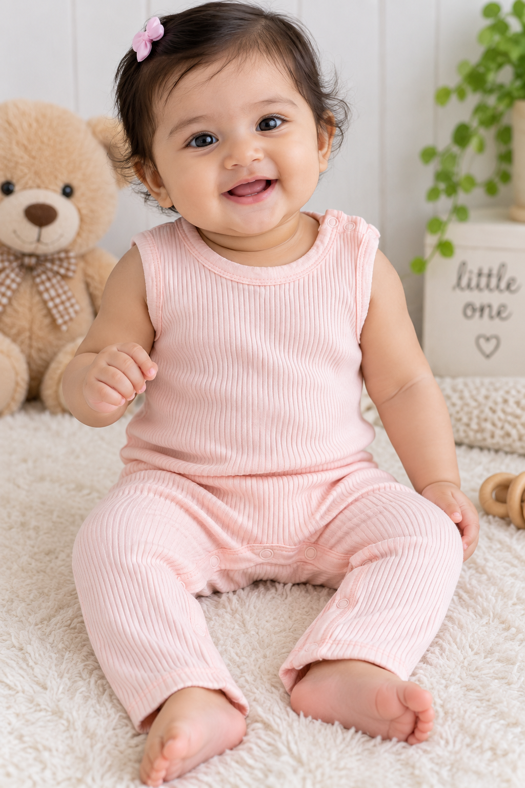 Baby pink baby half jumpsuit