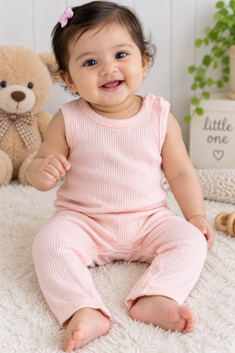 Baby pink baby half jumpsuit