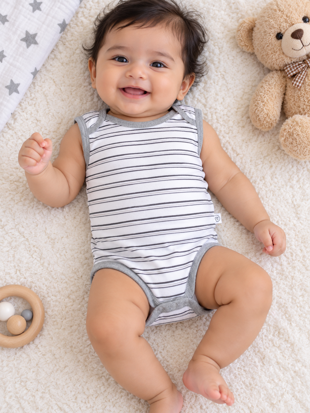 Ash base stripes baby romper
