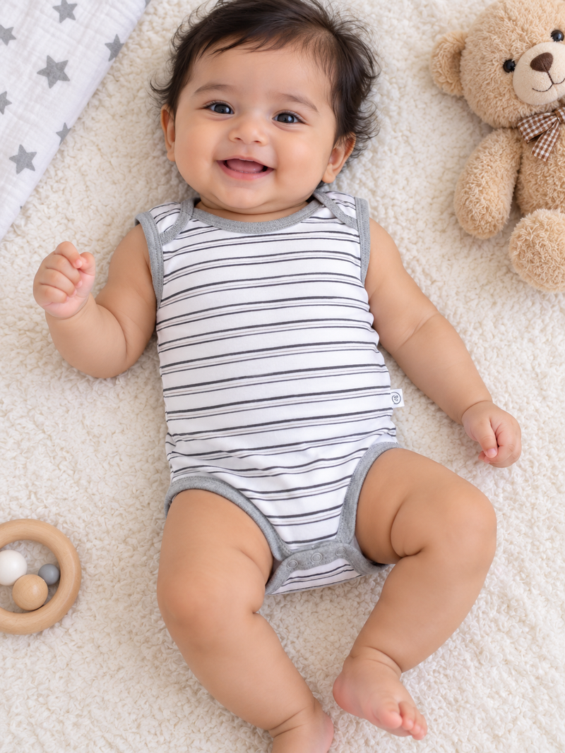 Ash base stripes baby romper