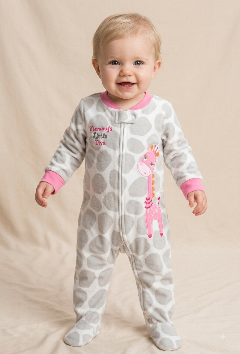 white & grey pink 🦒 giraffe with shoe Baby High quality jumpsuit