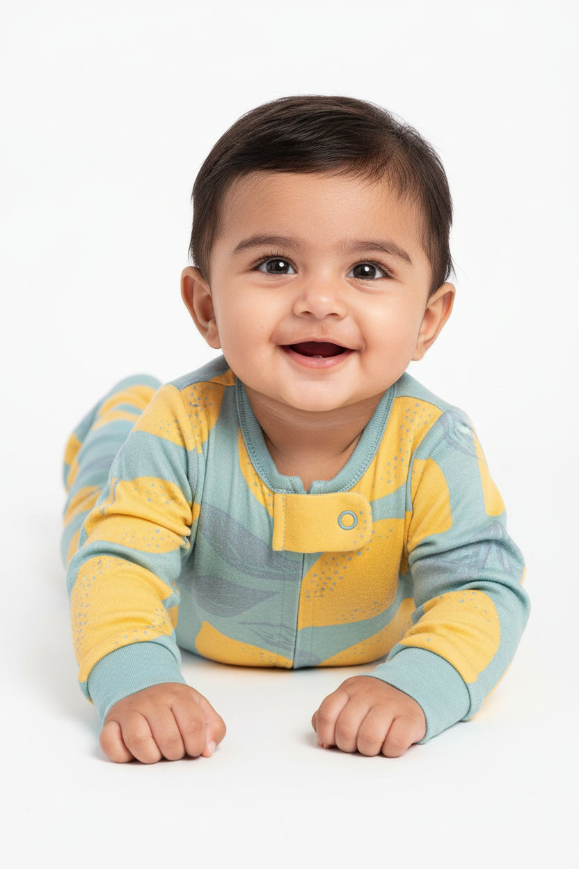 Green with lemon 🍋- High Quality Baby Jumpsuit