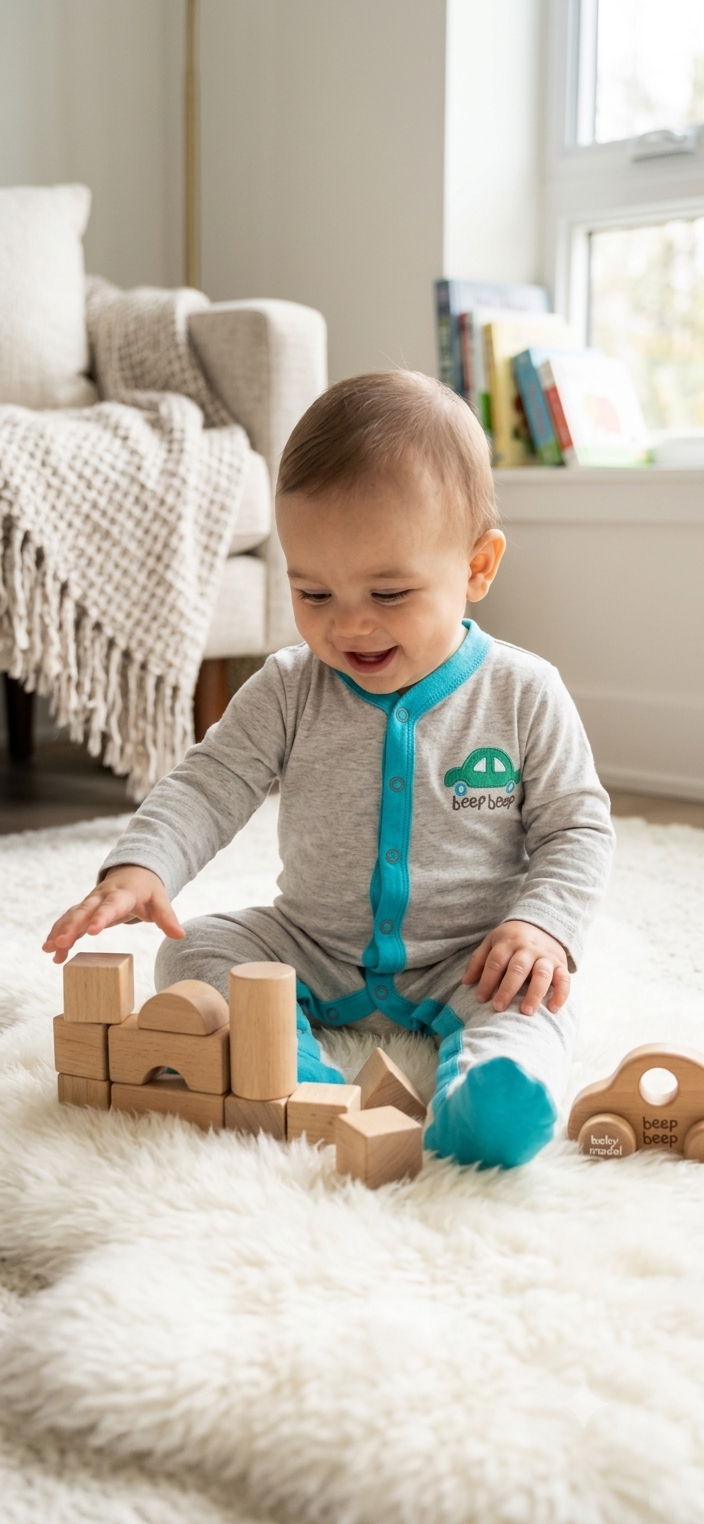 Beep beep green car with shoe (snap button)- Baby high quality jumpsuit