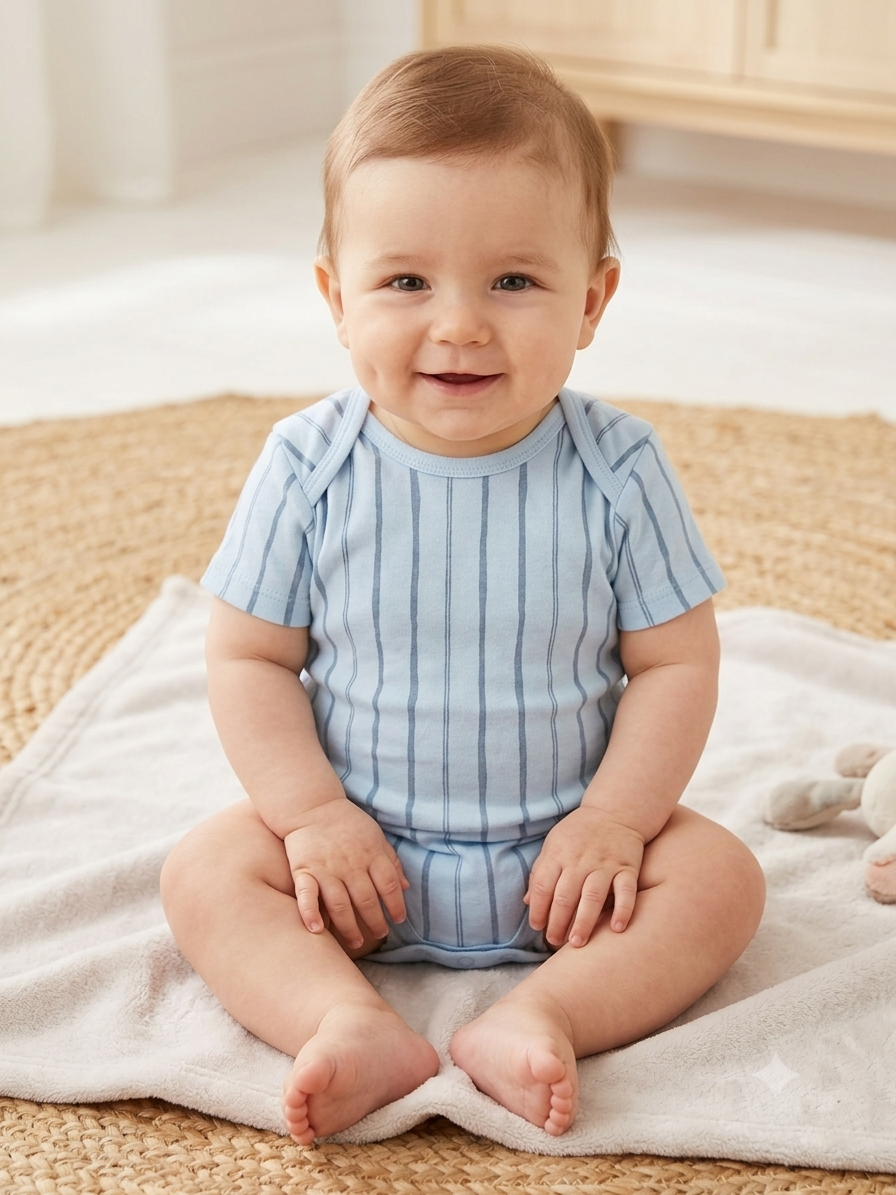 Ice blue line half sleeve Baby romber