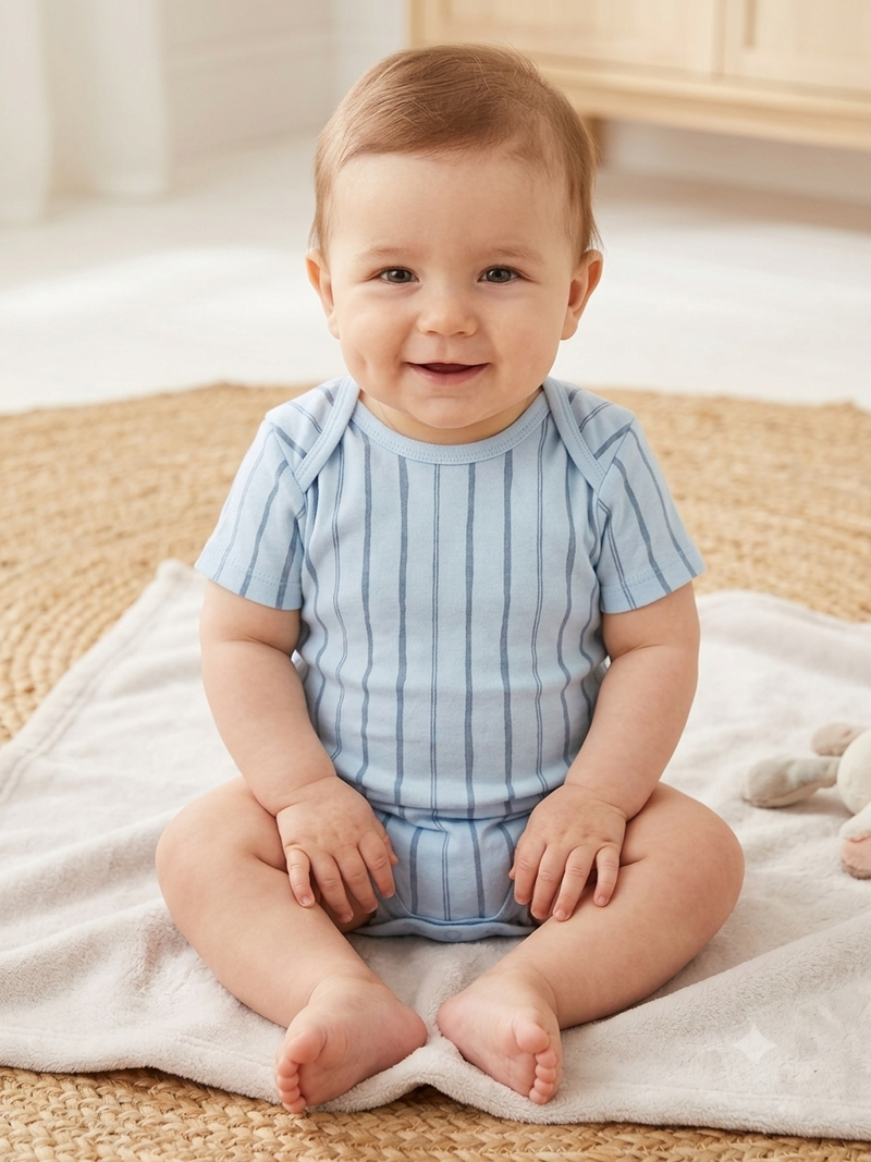 Ice blue line half sleeve Baby romber