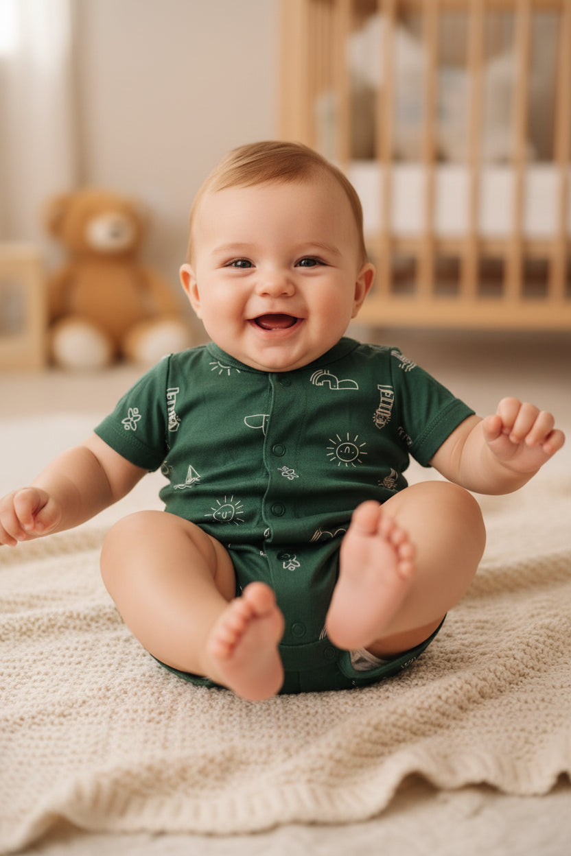 Green -Baby High Quality half Jumpsuits