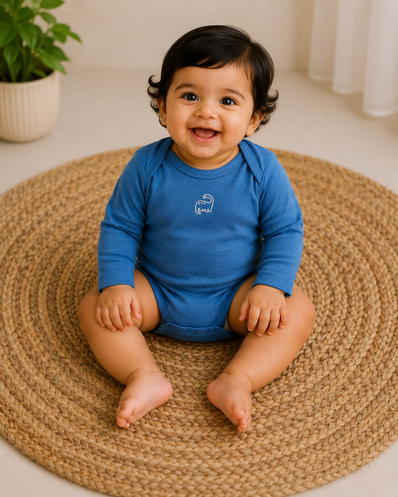 Dark blue dino full sleeves Baby romper