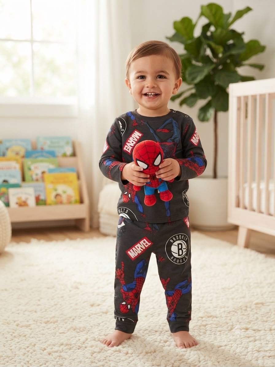 Baby Co-ord sets  spiderman-(snap button)