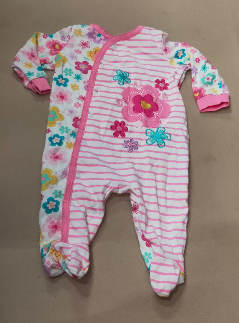 Pink line withMulti colour flower 🌸💐with shoe baby high quality jumpsuit