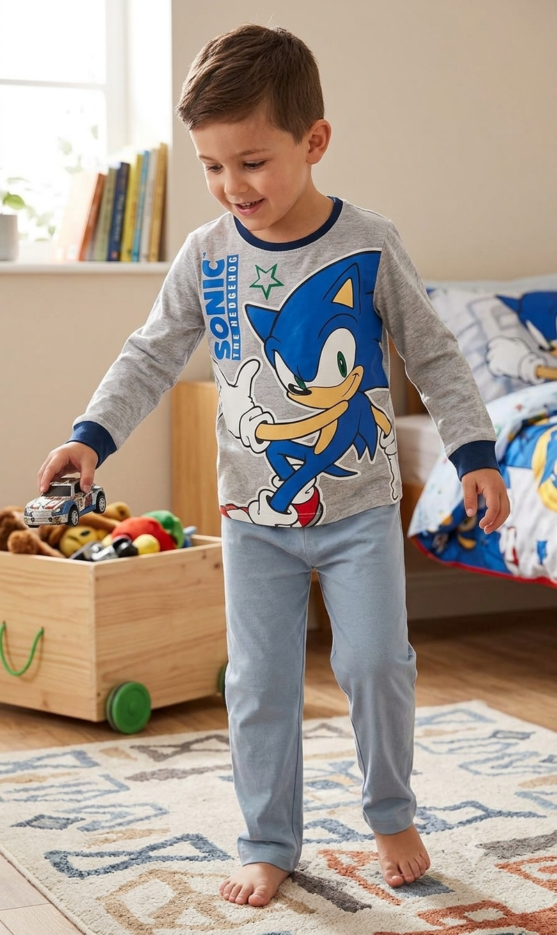 Grey with Sonic-Full Sleeve Pajama Set