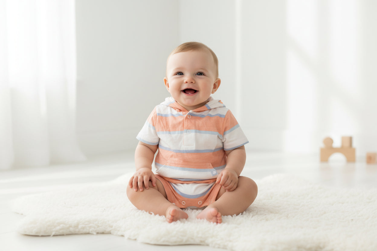 Hoodie orange with white-Baby High Quality half Jumpsuits