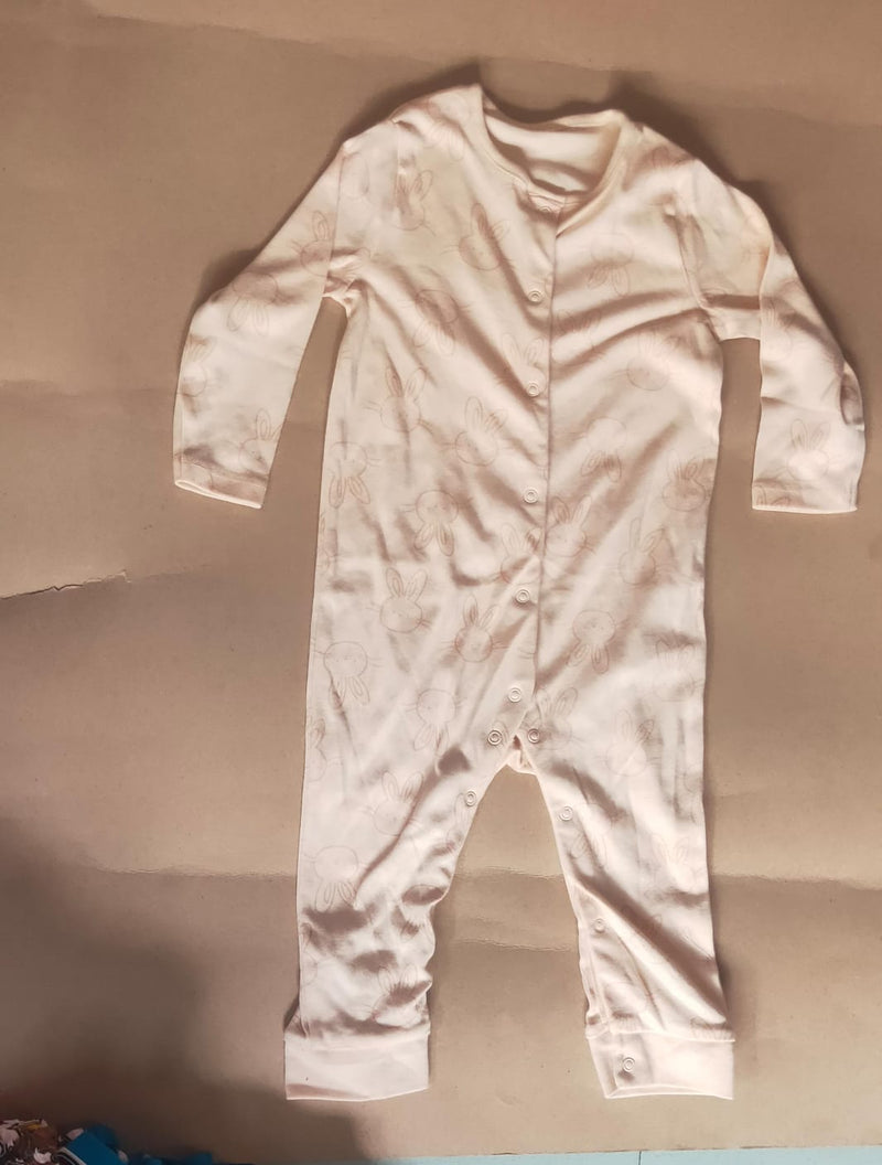 Half white rabbit( zipper) Baby high quality jumpsuit