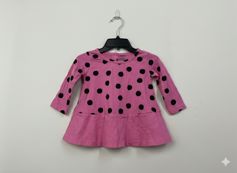 Pink with black dots -Baby Full Sleeve top