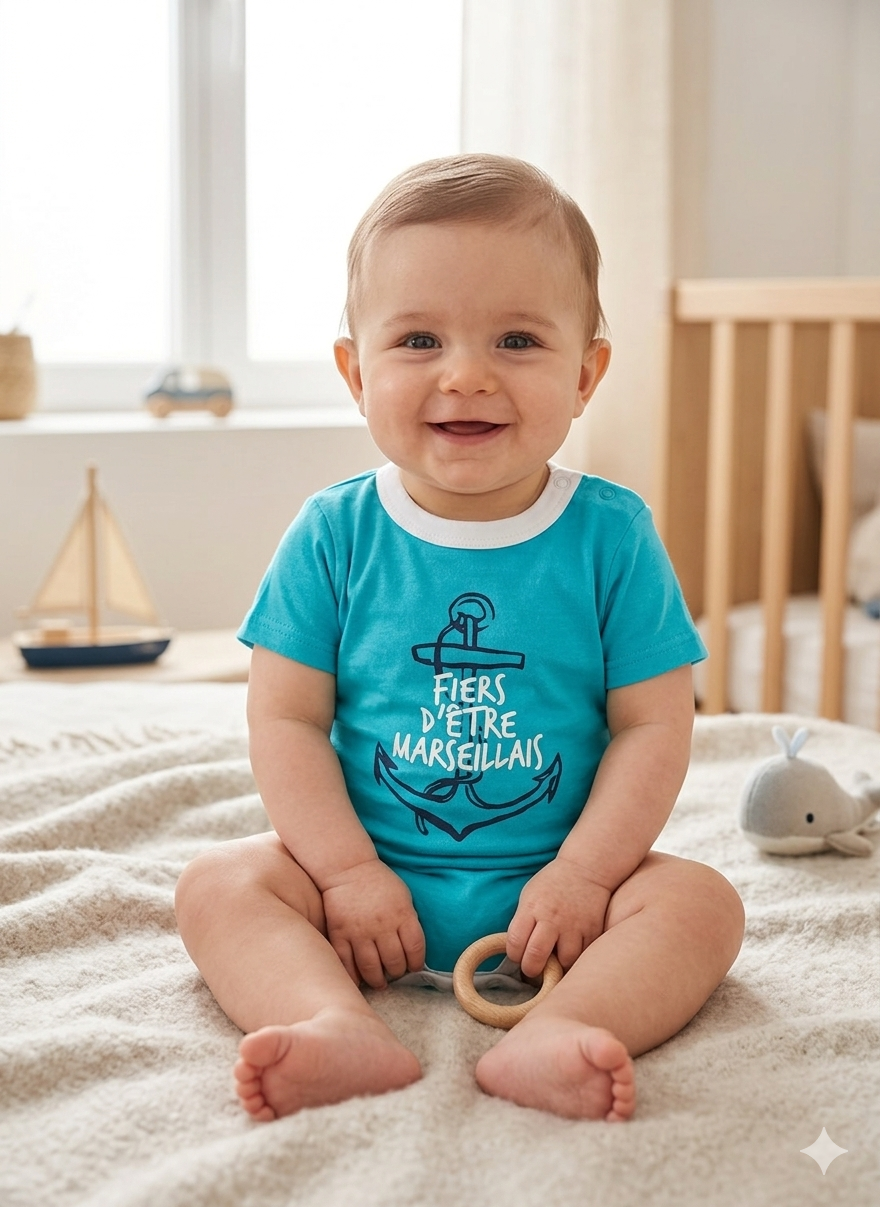 Blue Fiers detre marseillais- Baby Romper