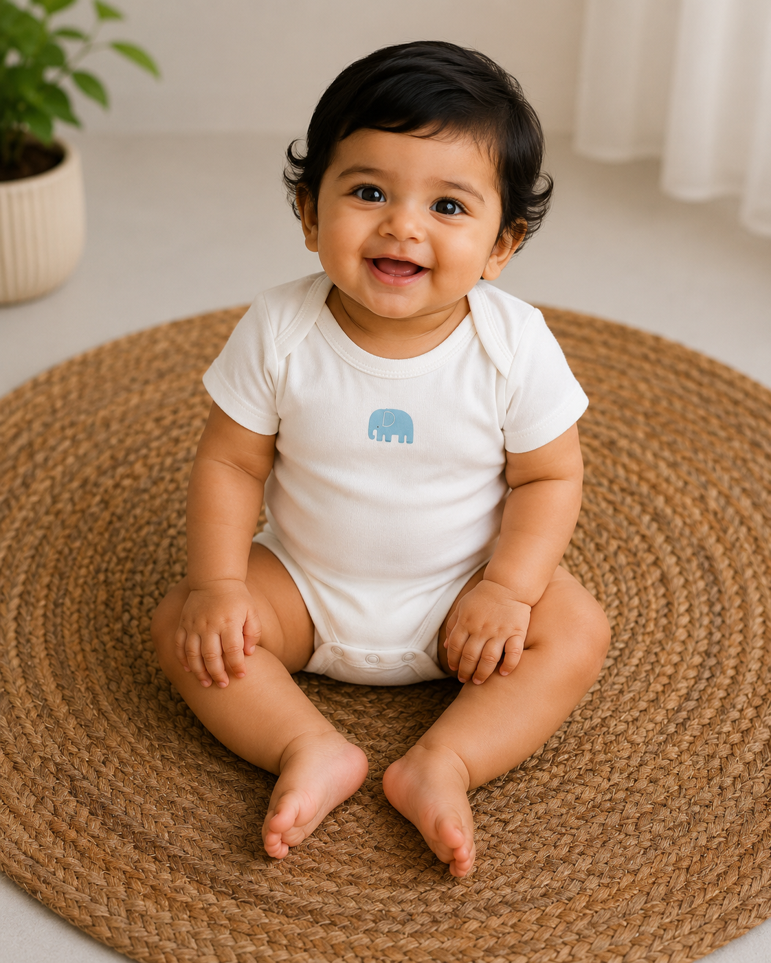 White elephant 🐘 half sleeves Baby romper