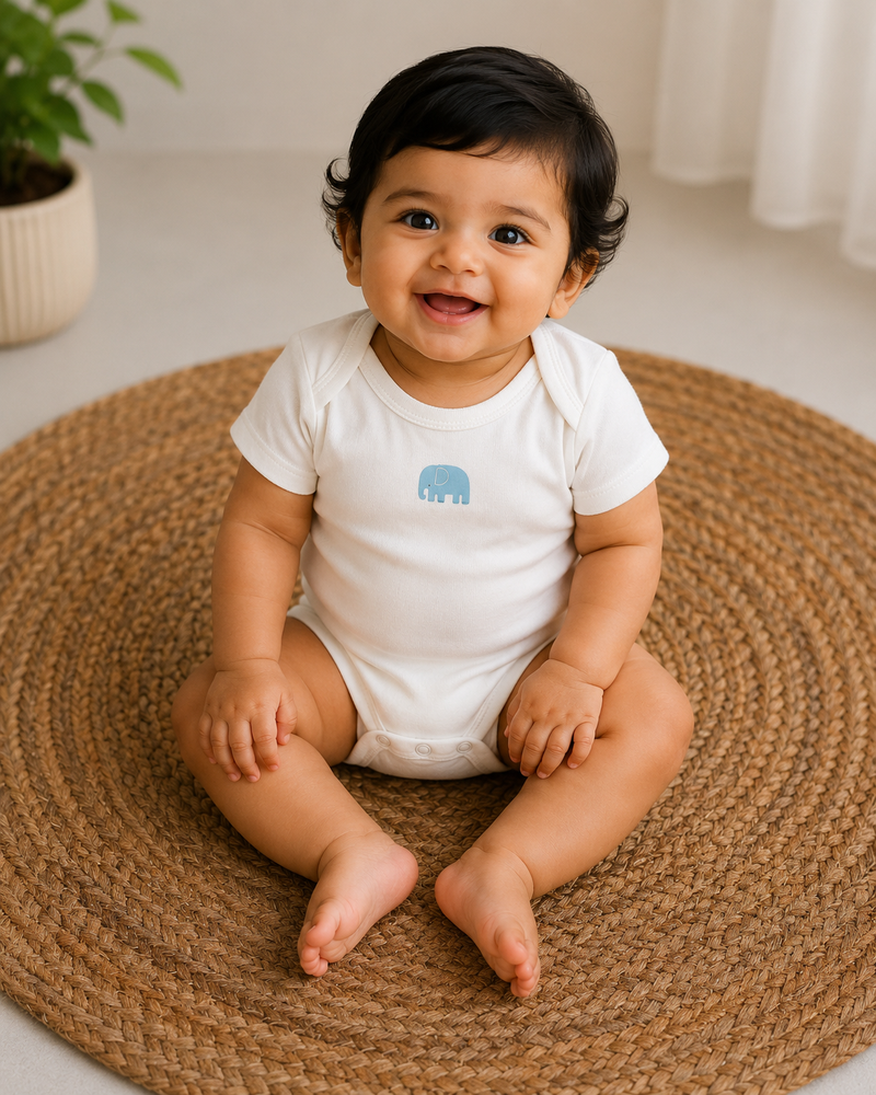 White elephant 🐘 half sleeves Baby romper