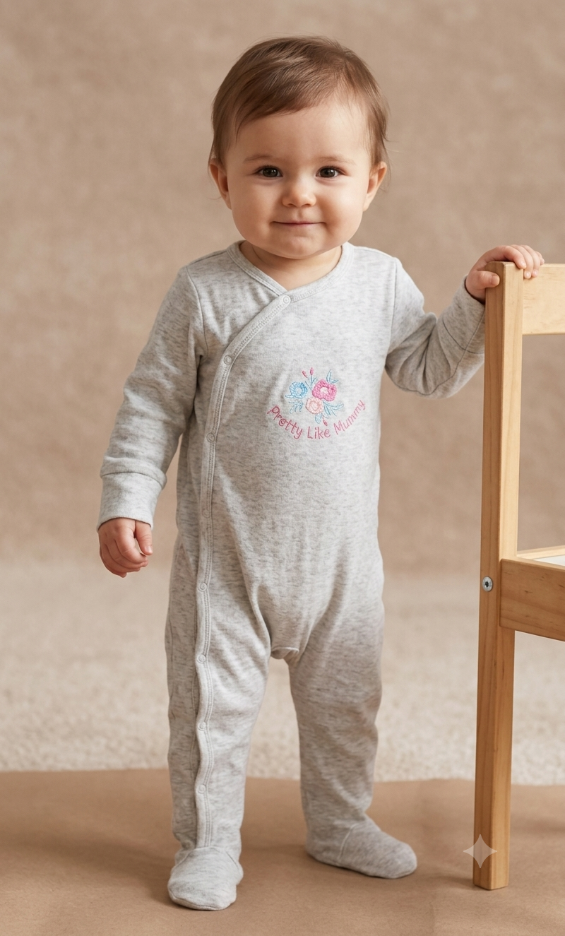 Grey  mommy sweet heart Baby high quality jumpsuit