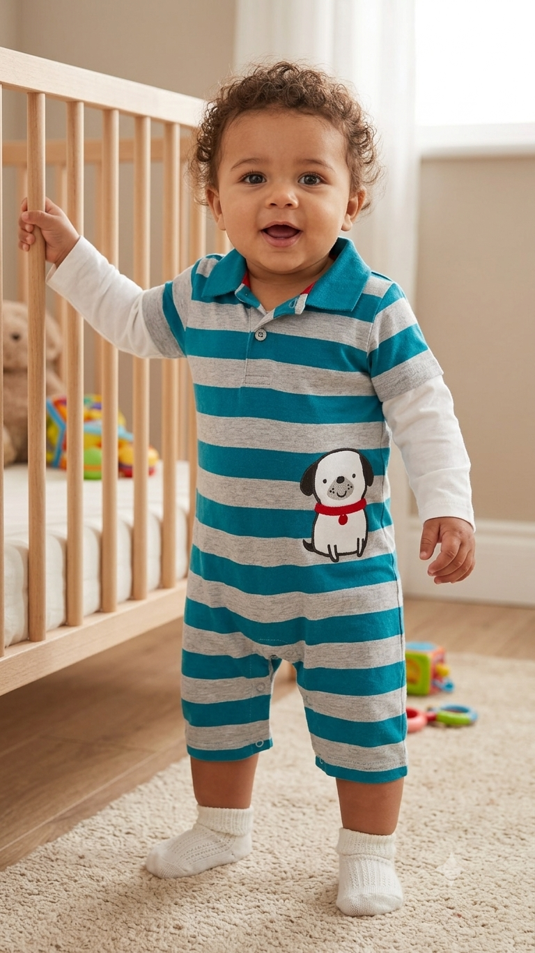 Blue grey dogii Baby High quality jumpsuit