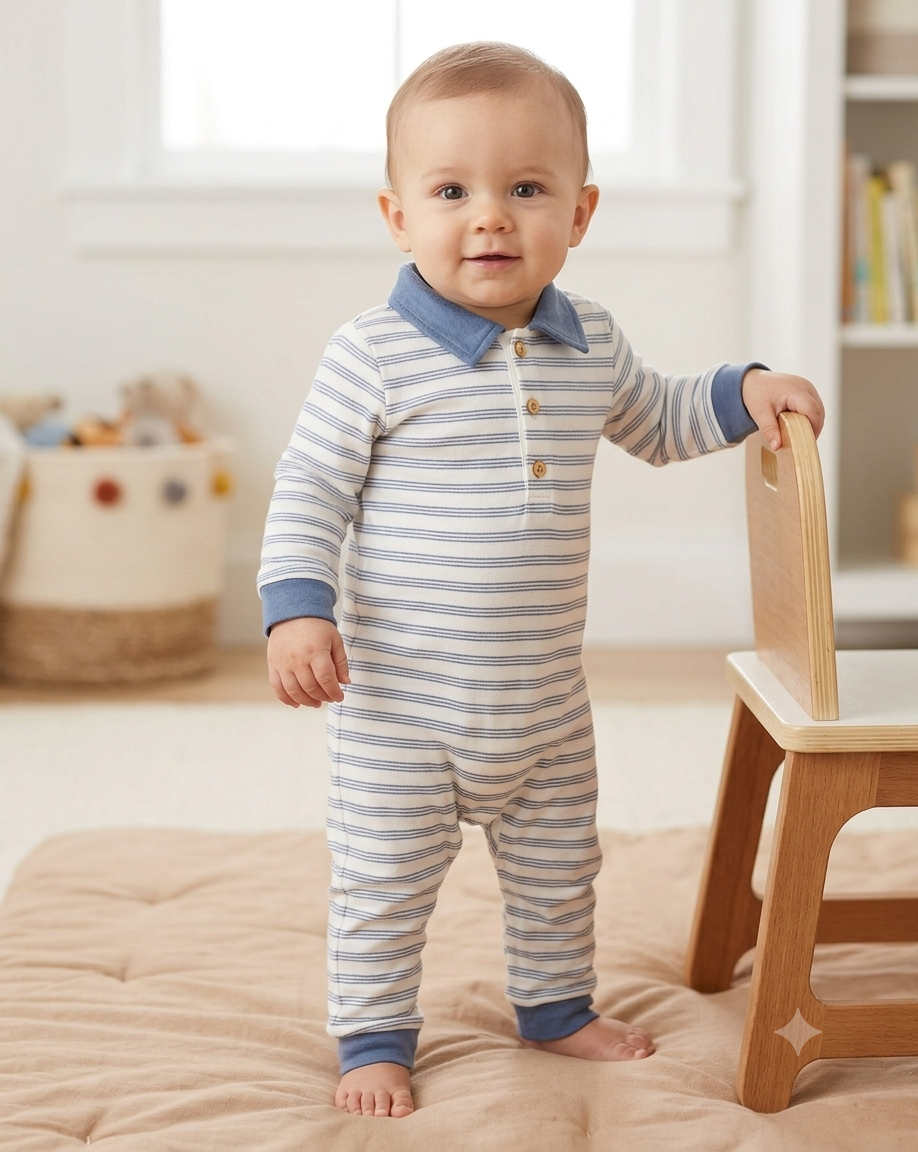 white & grey line cloar Baby high quality jumpsuit