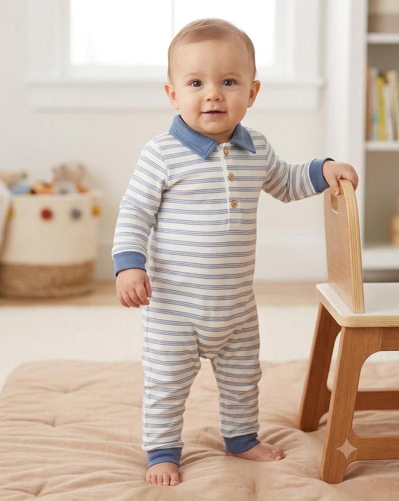 white & grey line cloar Baby high quality jumpsuit