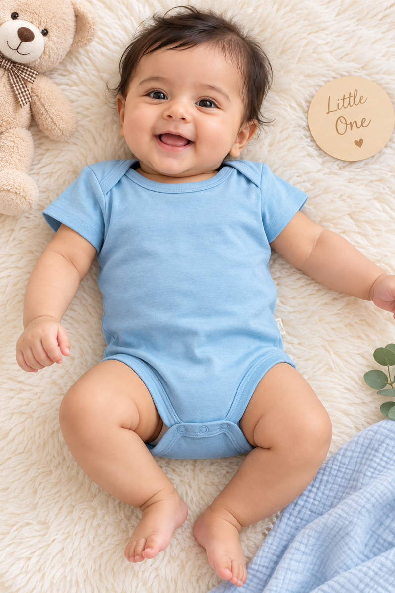 See blue baby romper
