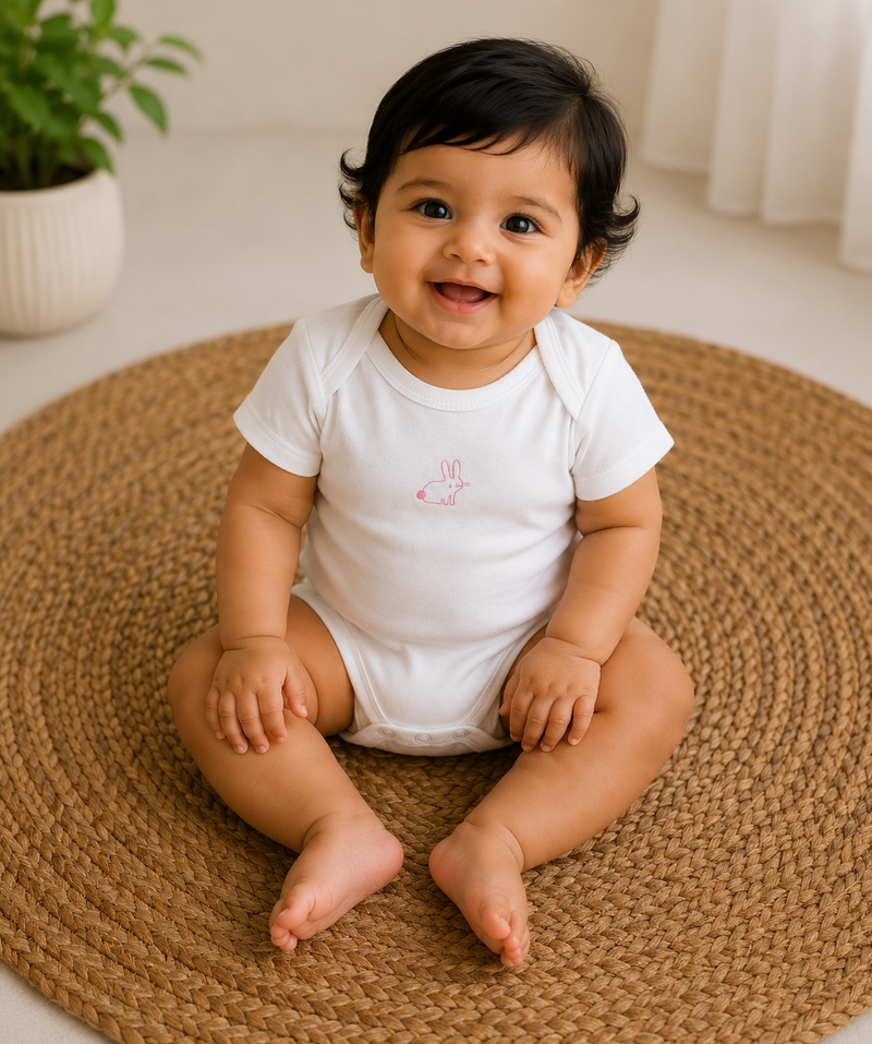 White rabbit 🐰 half sleeves Baby romper