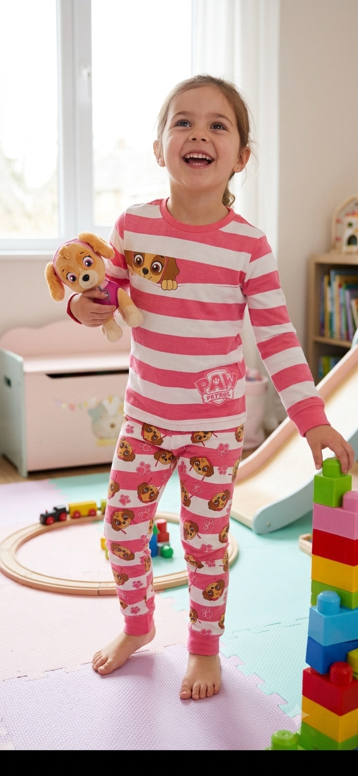 Pink with stripes and PAW PATROL 🐕-Full Sleeve Pajama Set –