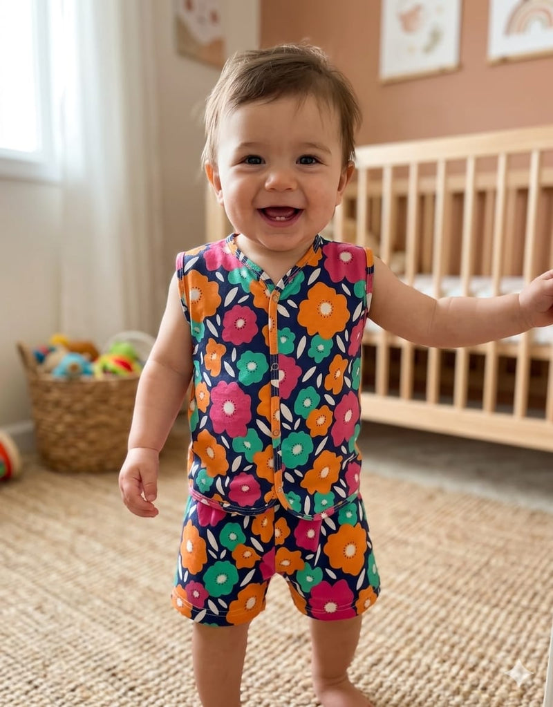 Flowers- Sleeveless Jabla shorts set