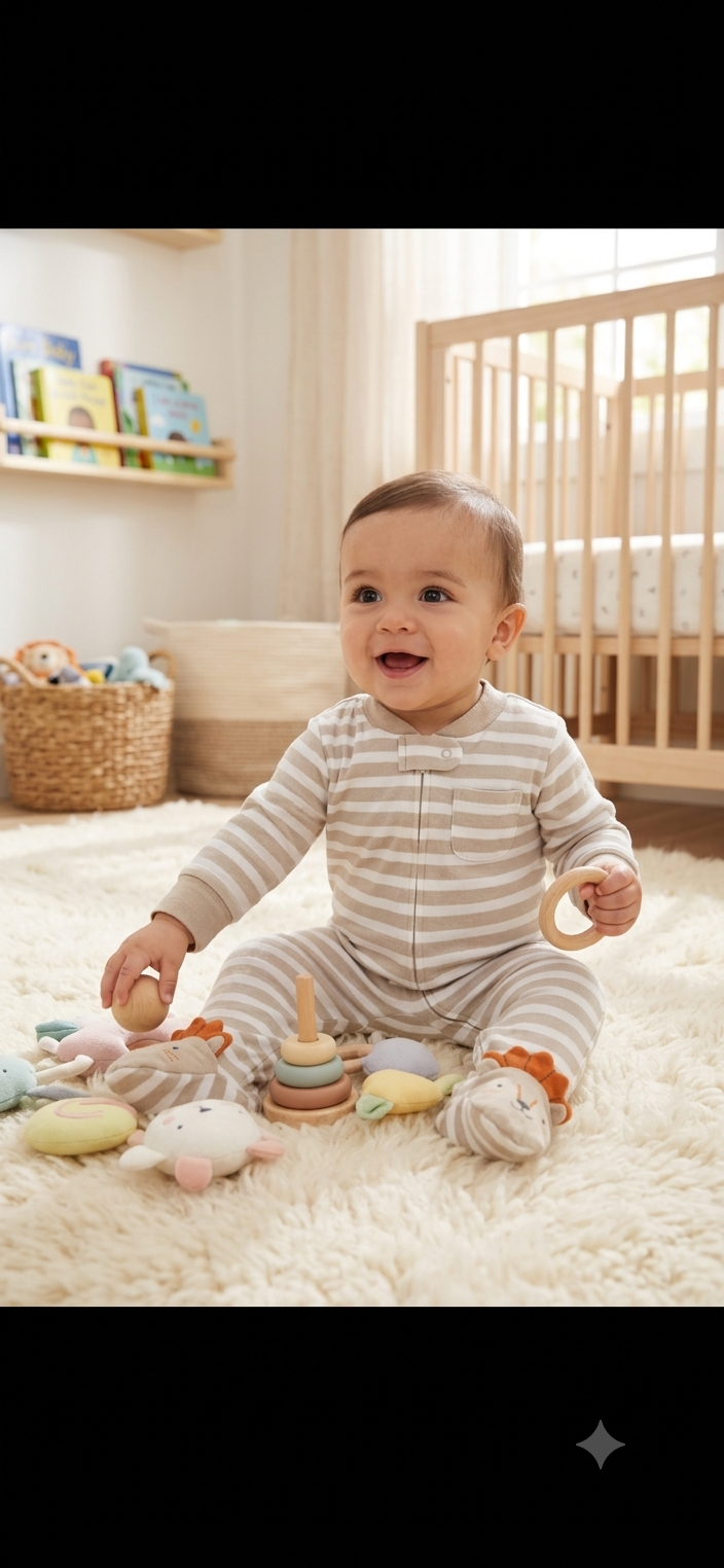 Light brown with white stripes and pocket with shoe (zipper)- Baby high quality jumpsuit