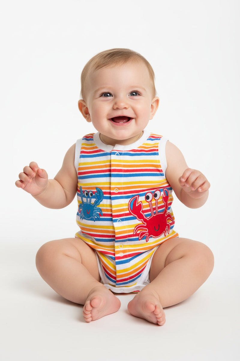 Orange with blue crab🦀-Baby Romper