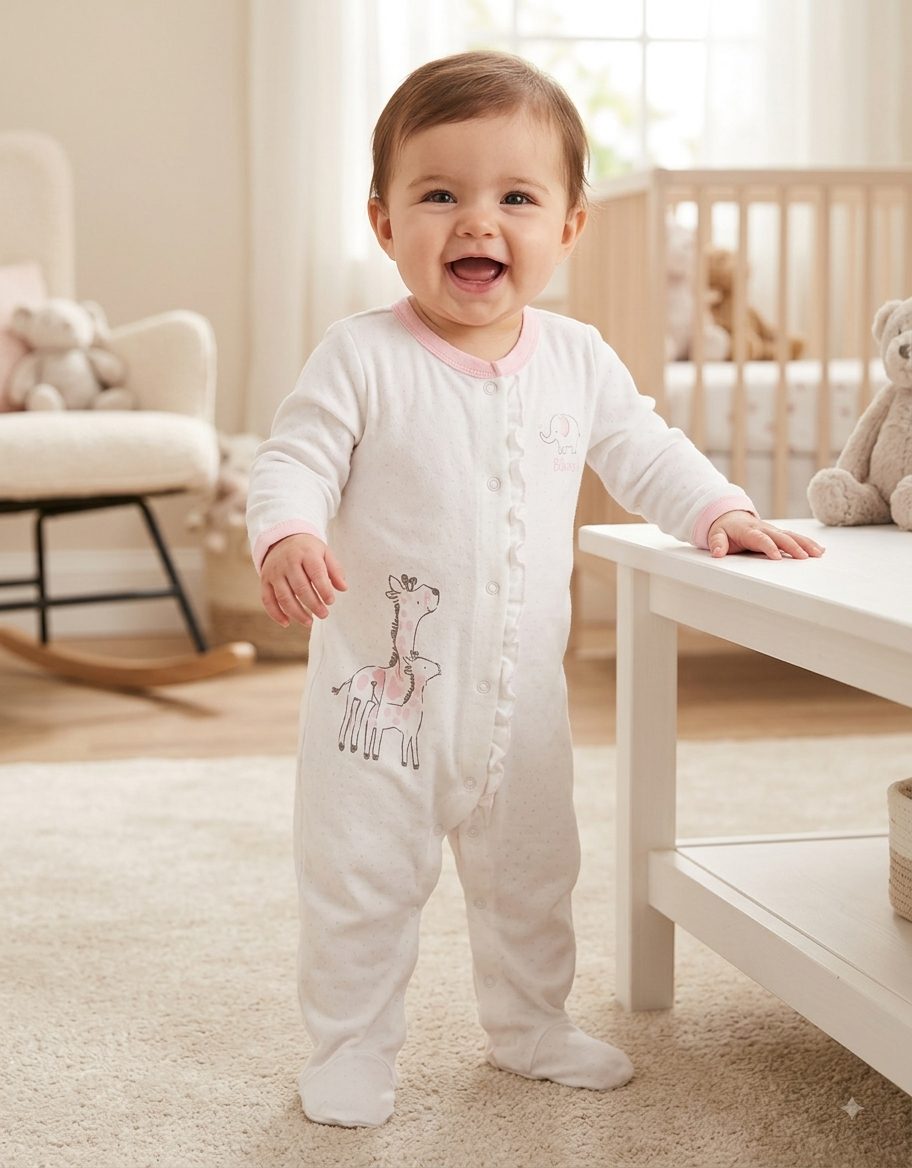 white giraffe ( snap button) With shoes baby high quality jumpsuit