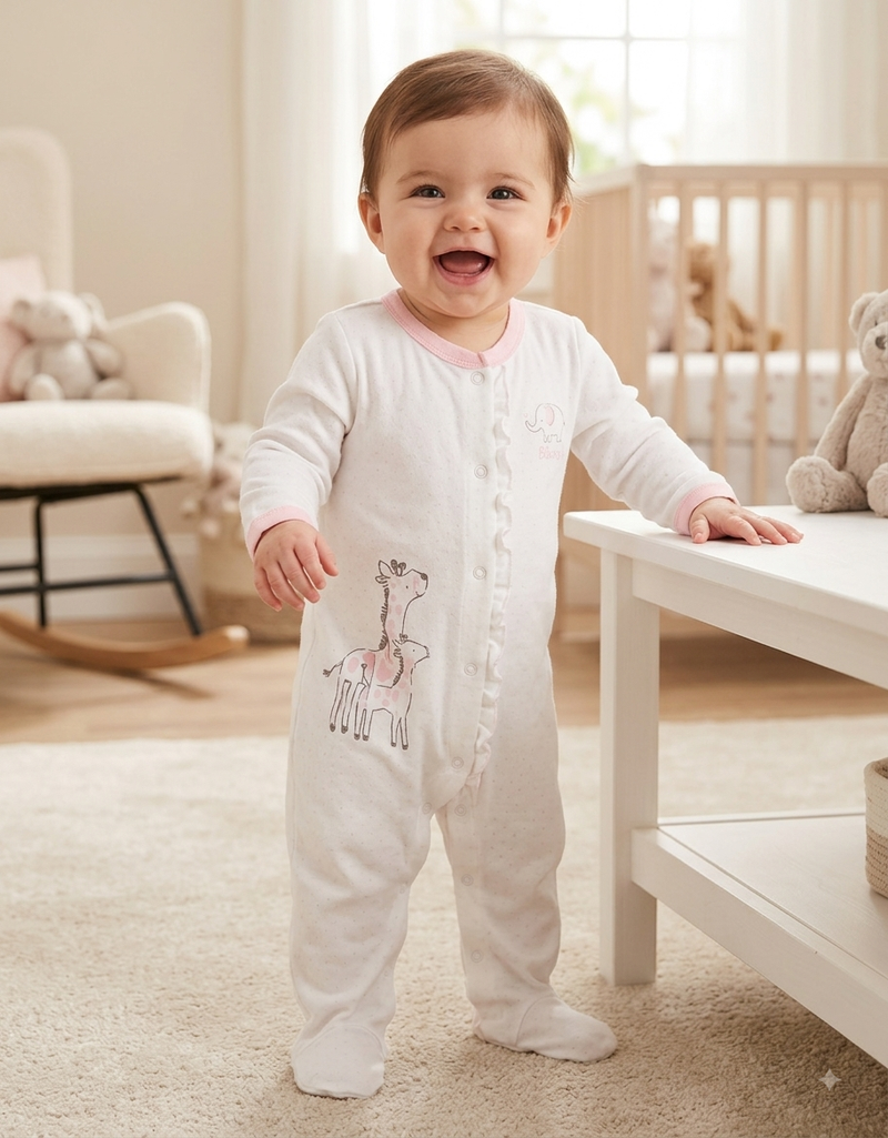 white giraffe ( snap button) With shoes baby high quality jumpsuit