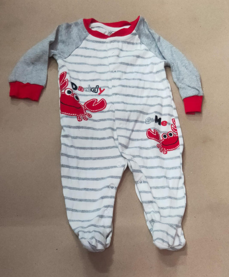 White with grey line red 🦀 crabs -with shoe Baby high quality jumpsuit