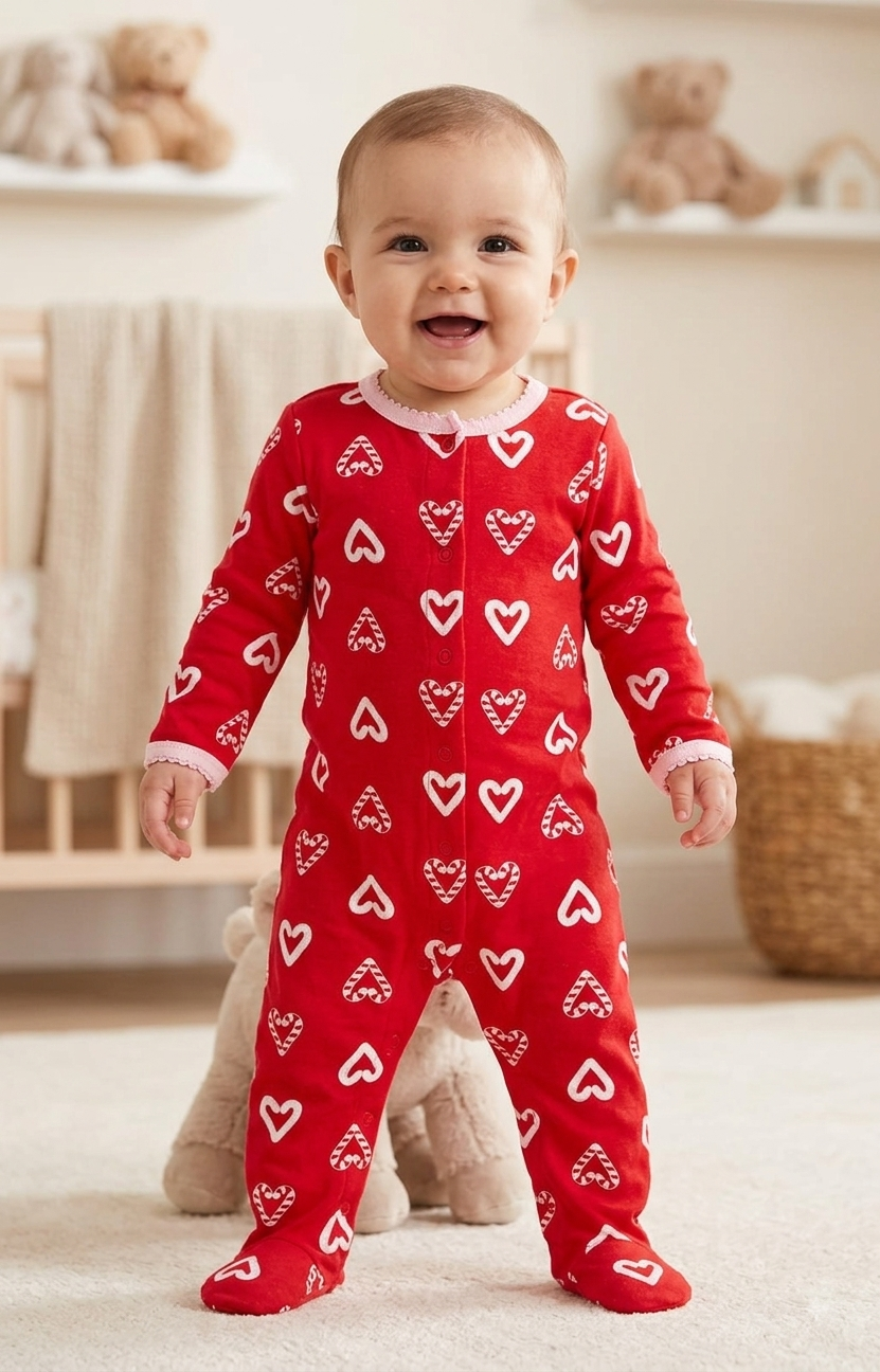 Red heart ♥️ -with shoe baby high quality jumpsuit