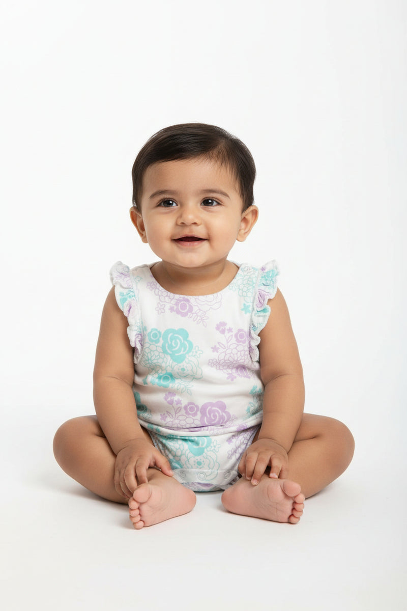 White with rose - Baby half Jumpsuit