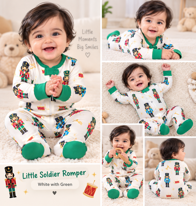 Baby Nutcracker Print Footed Jumsuit