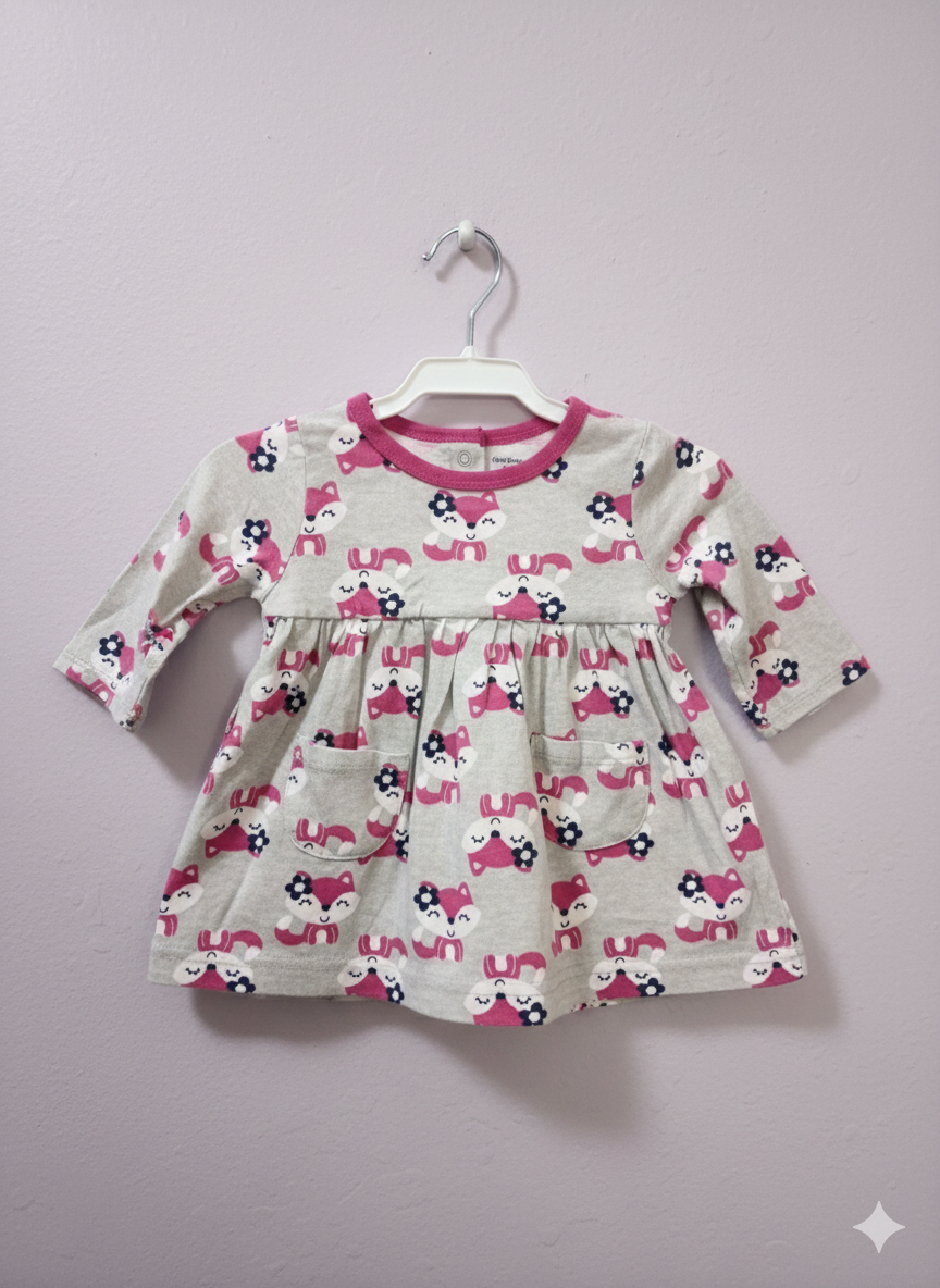 Pink cat  -Baby Full Sleeve frock