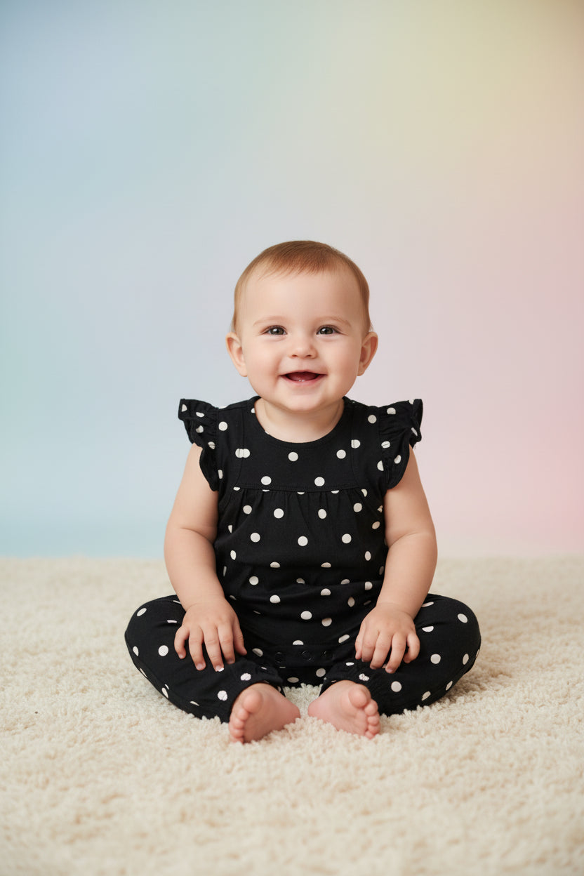 Black with white dot - high quality baby Jumpsuit