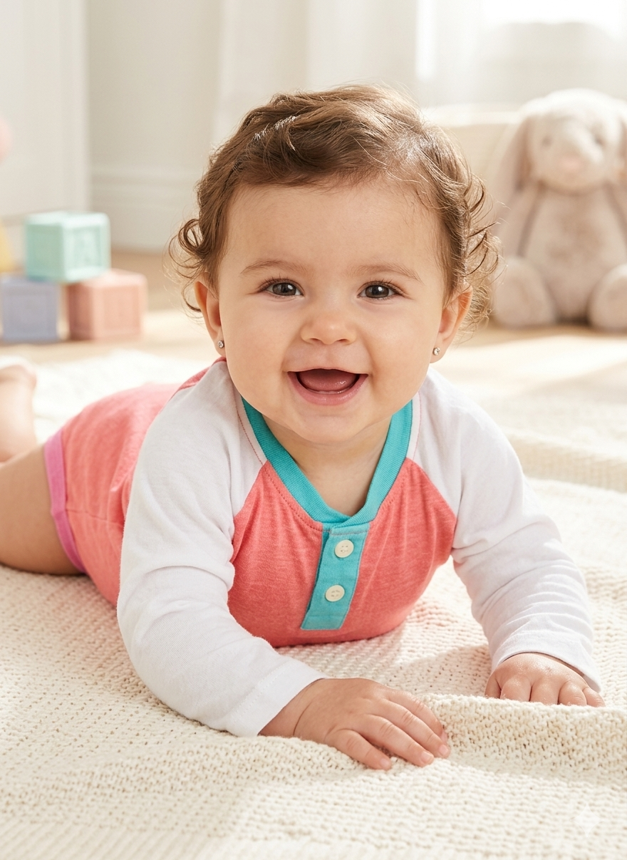 Orange with white Full sleeve -Baby Romper