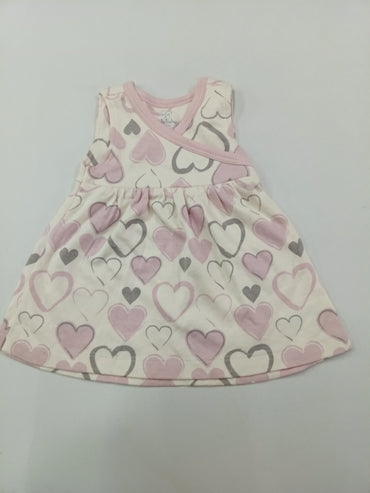 Pink heart- Baby Sleeveless Frock