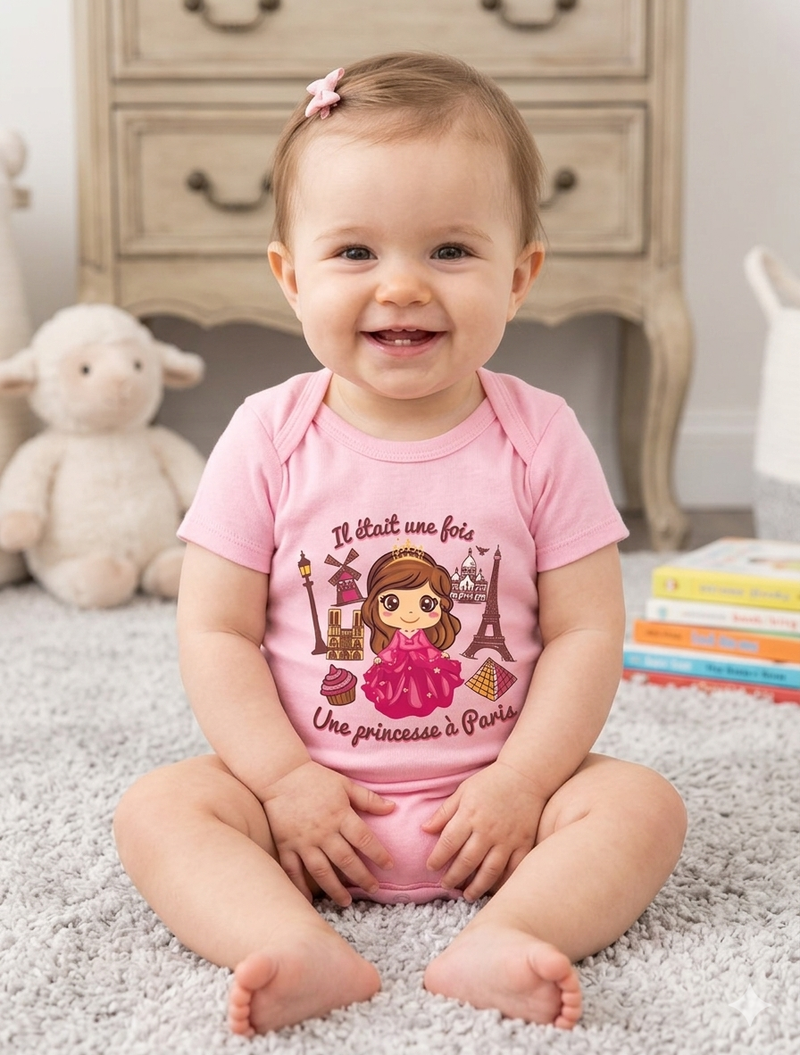 Pink with girl- Baby Romper