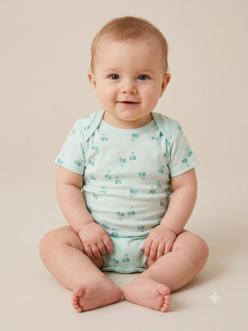 Green truck Half sleeve Baby romber