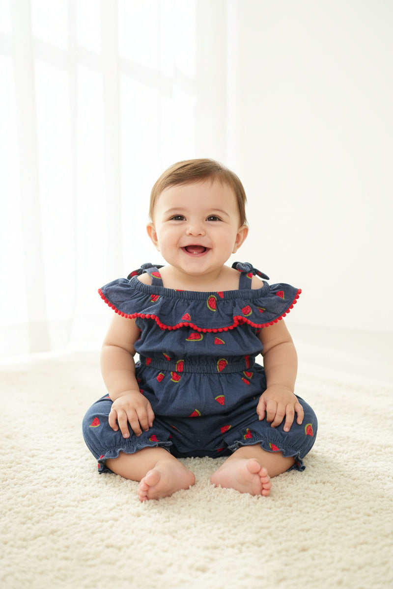 Blue with watermelon 🍉 -High  Quality Baby half Jumpsuits