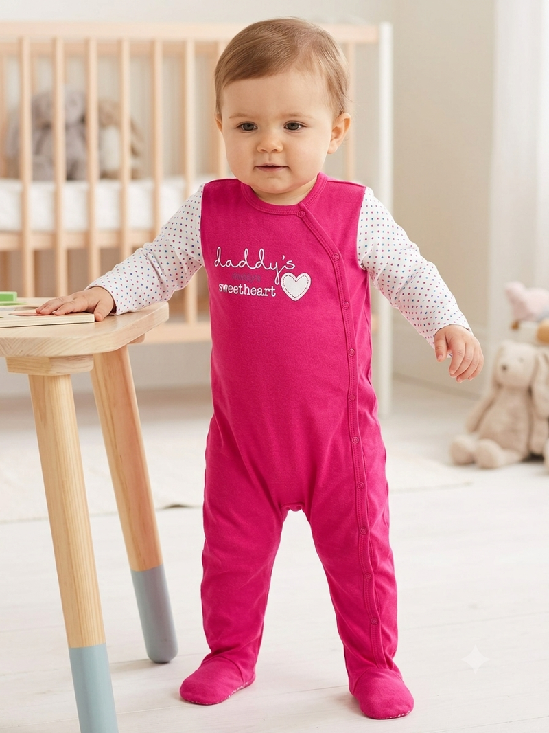 Dark pink daddy's sweet heart Baby high quality jumpsuit