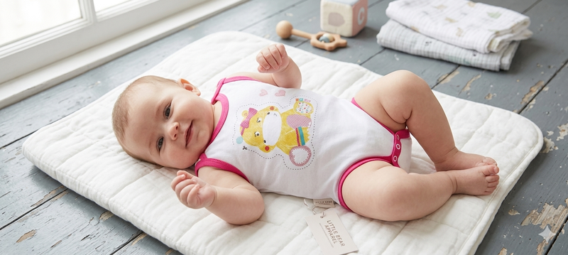 White with yellow teddy -Baby Romper
