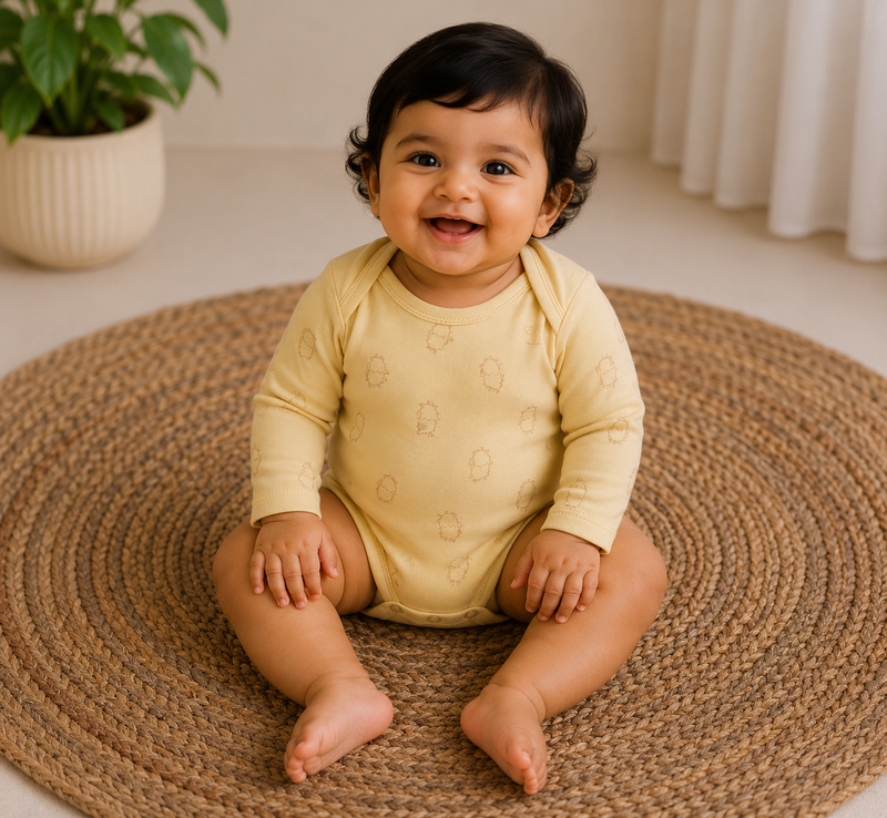 Coffe white rino full sleeves Baby romper
