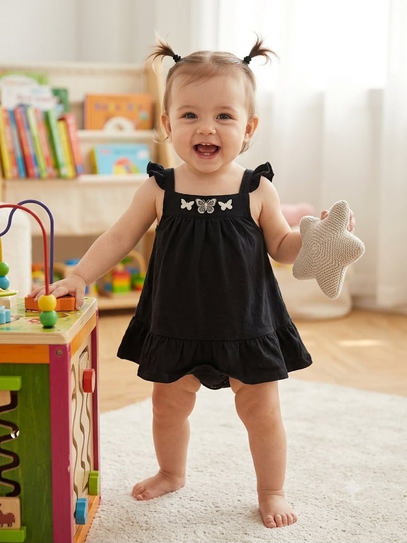 Black with 🦋-Onesies frock