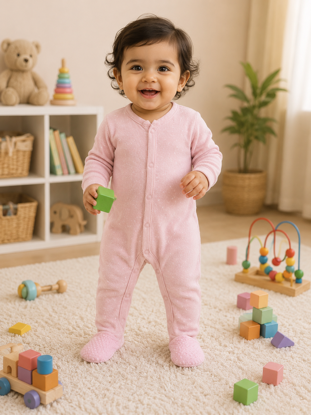 Soft pink-Baby high quality jumpsuit